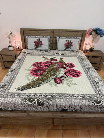 Peacock Queen size cotton flat