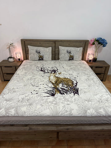 Deer print Queen cotton flat