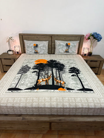 Big Queen cotton flat bedsheet 3piece