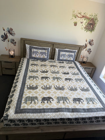 Elephant print Big Queen cotton flat