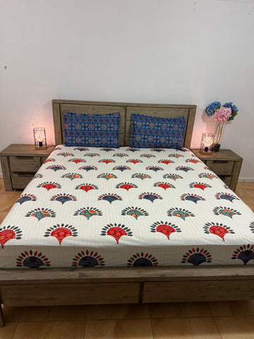 Fitted Super king cotton(Jaipuri print)