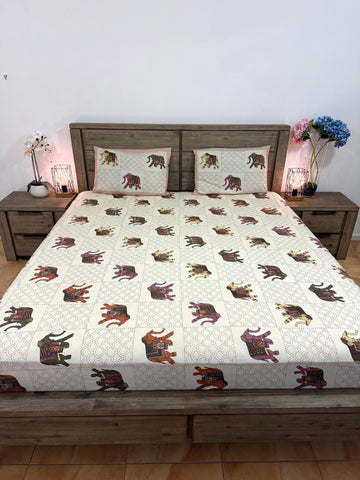 Elephant print Queen cotton flat