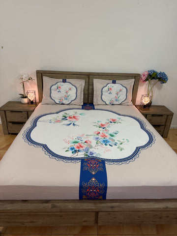 Fitted jumbo Super king Glacé cotton