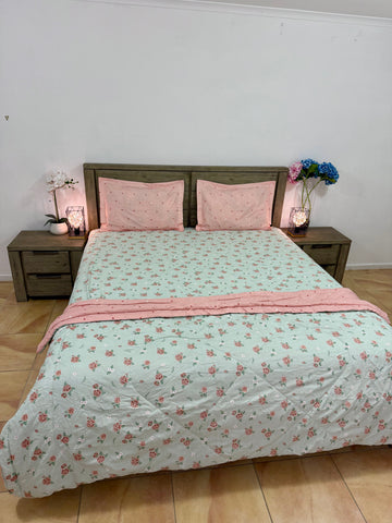 4 PCS Super king Comforter set with Flat bedsheet