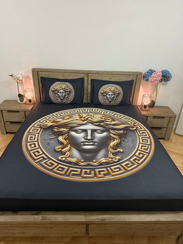 Black&Gold Super king Fitted Glace cotton